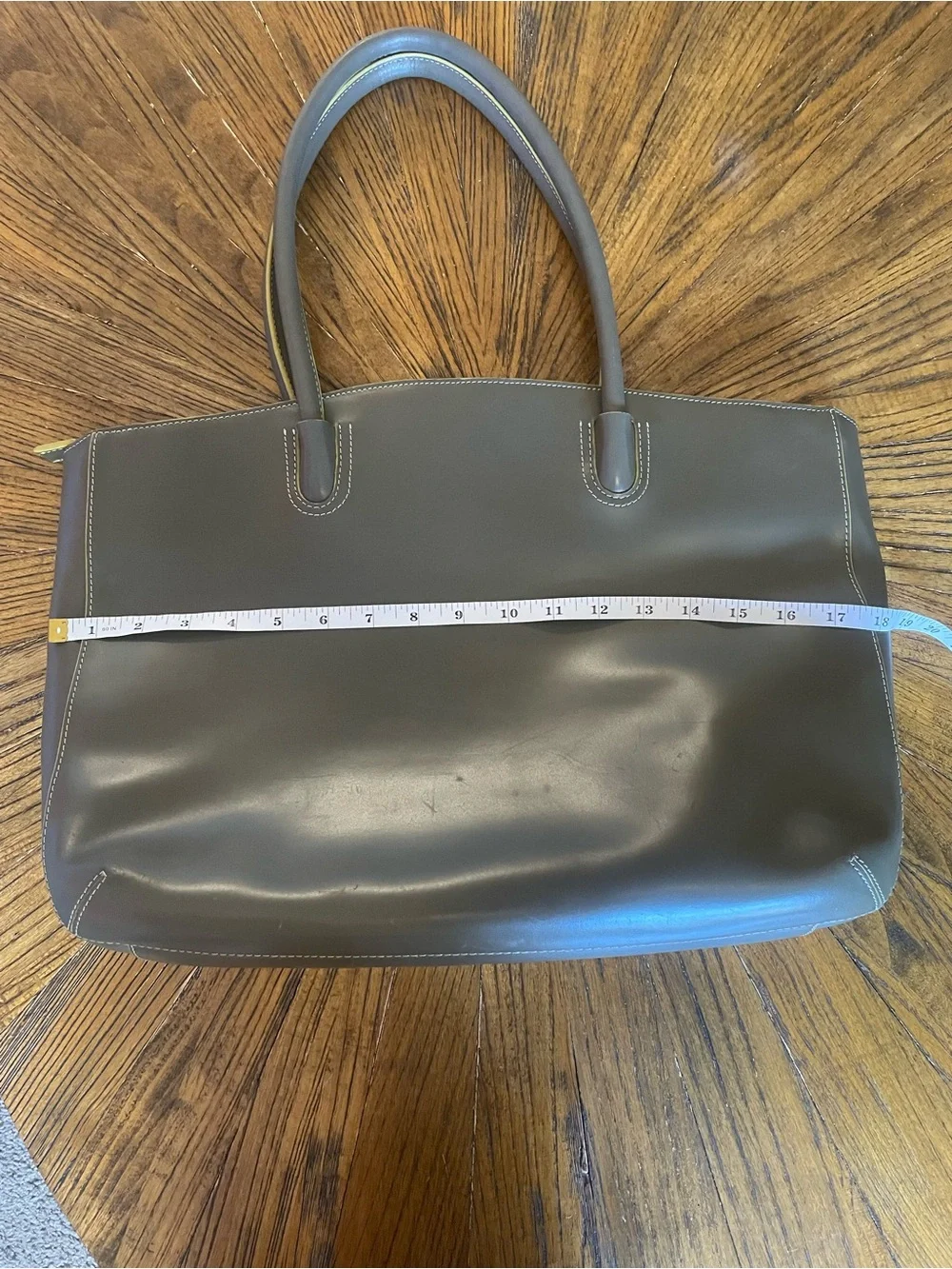 Lodis Olive Gray Leather Audrey Milano Tote with Rolled Handles